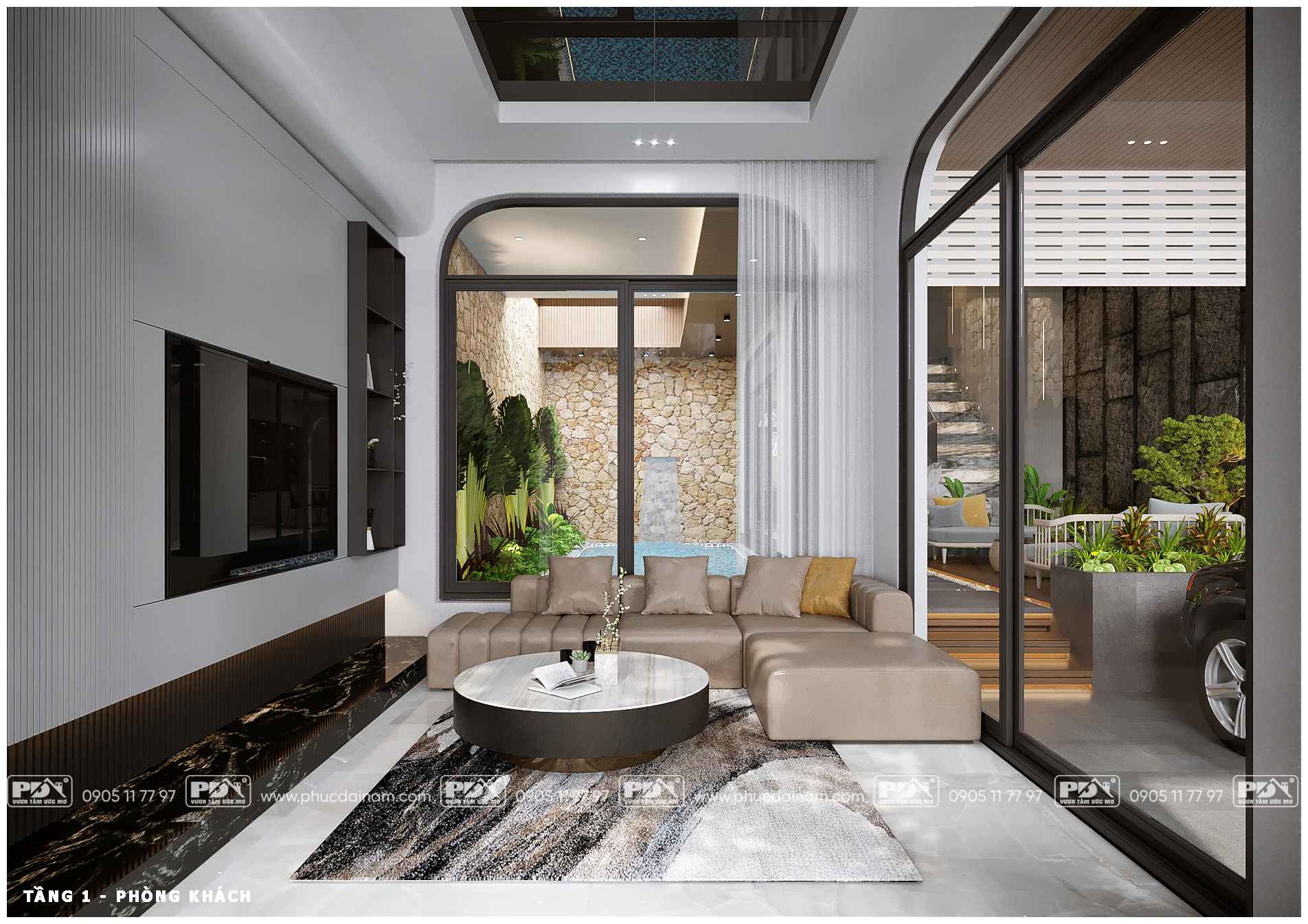 Thiết kế nội thất phòng khách biệt thự Le's Villa.