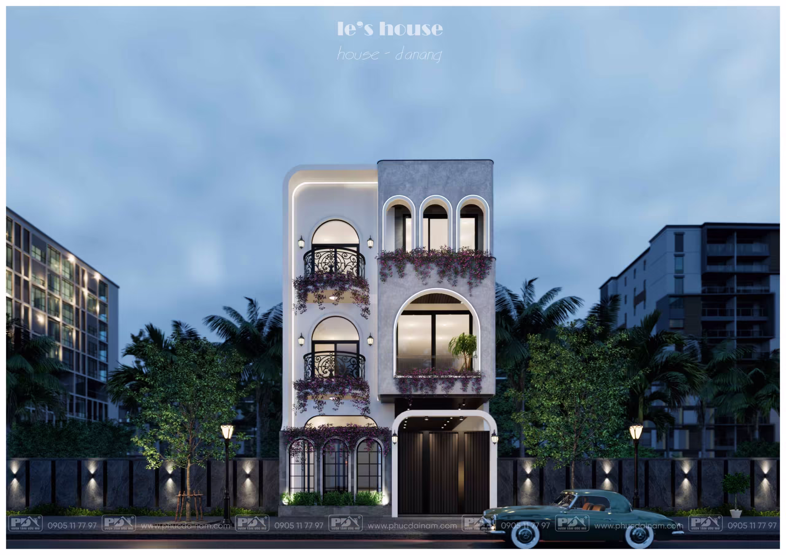 Phối cảnh L's Villa khi phố lên đèn.
