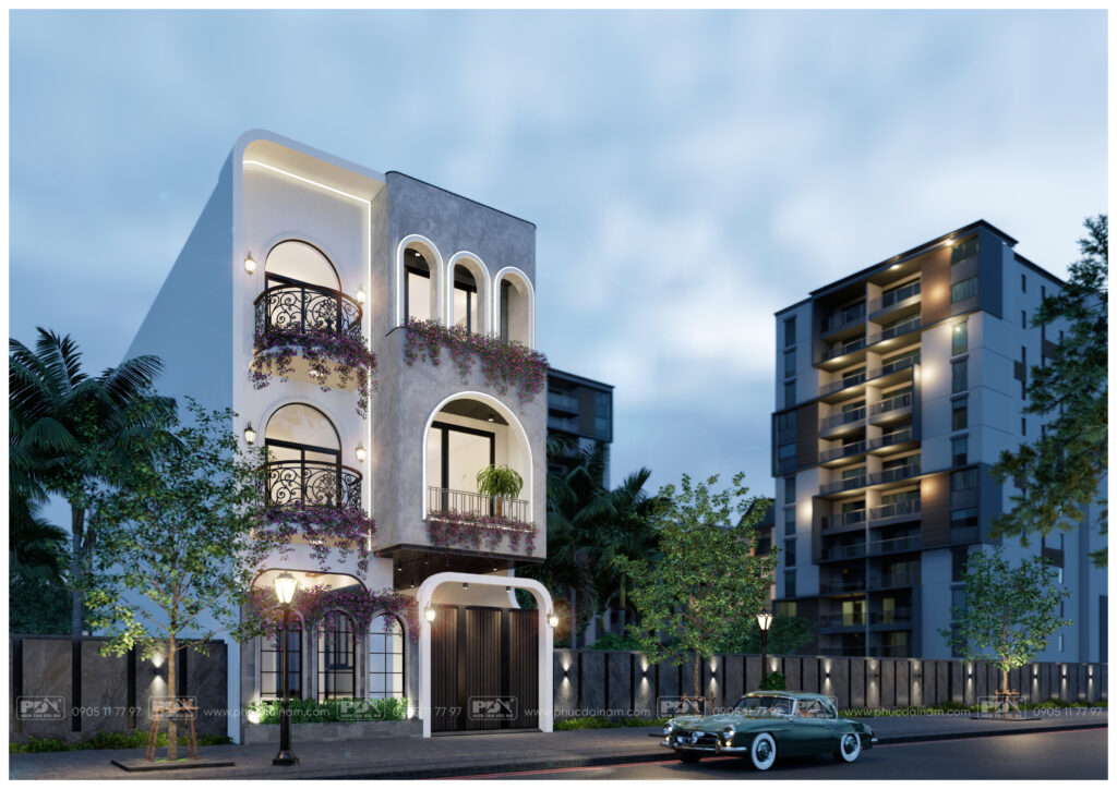 Phối cảnh mặt tiền mẫu villa hiện đại của chị Lệ
