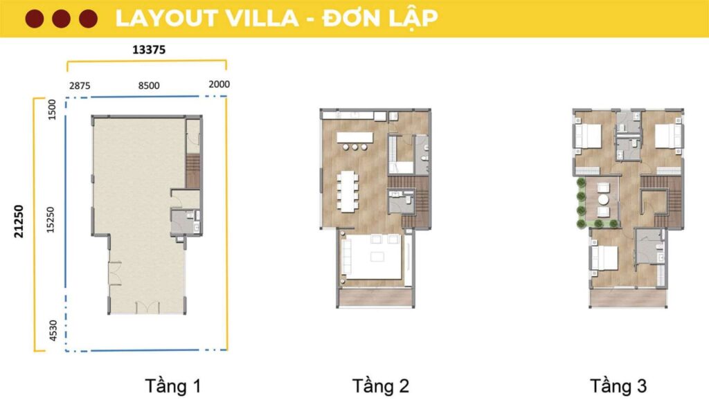 Layout biệt thự đơn lập Sun Cosmo Đà Nẵng.