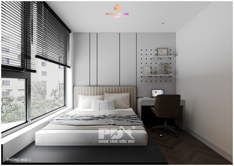 Mẫu phòng ngủ phụ 1 trong căn hộ 3 PN Sun Cosmo Đà Nẵng do Phúc Đại Nam thiết kế