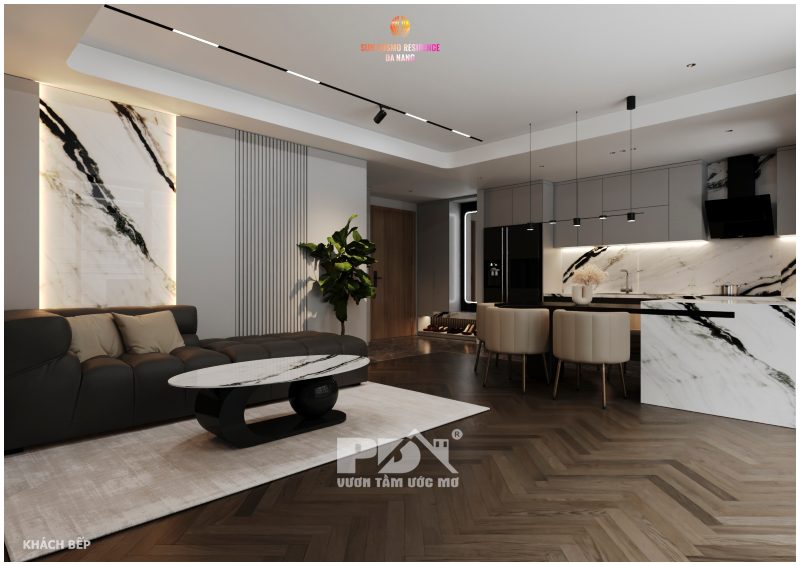 Mẫu thiết kế căn hộ 3 PN Sun Cosmo Đà Nẵng đề cao tính tiện lợi