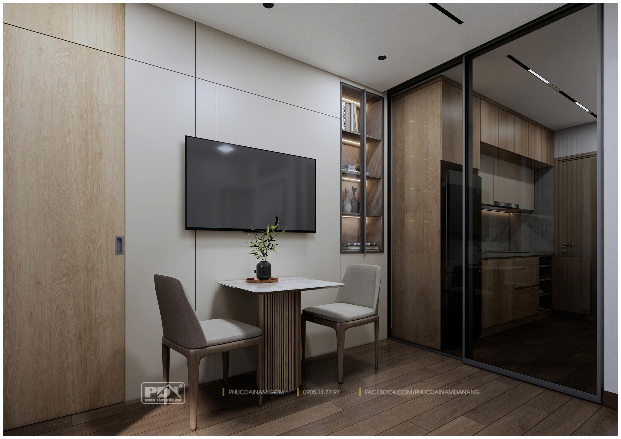 MẪU THIẾT KẾ NỘI THẤT CĂN HỘ STUDIO 32,5M2 TẠI SUN COSMO ĐÀ NẴNG