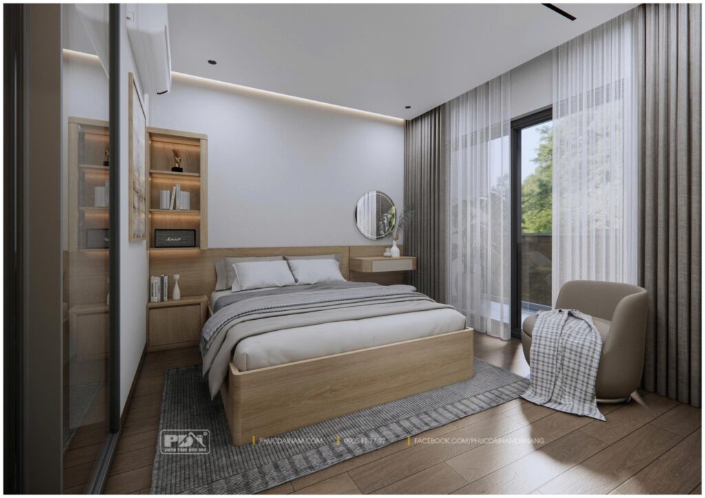 Sử dụng cửa kính lớn giúp không gian đón được ánh sáng tự nhiên