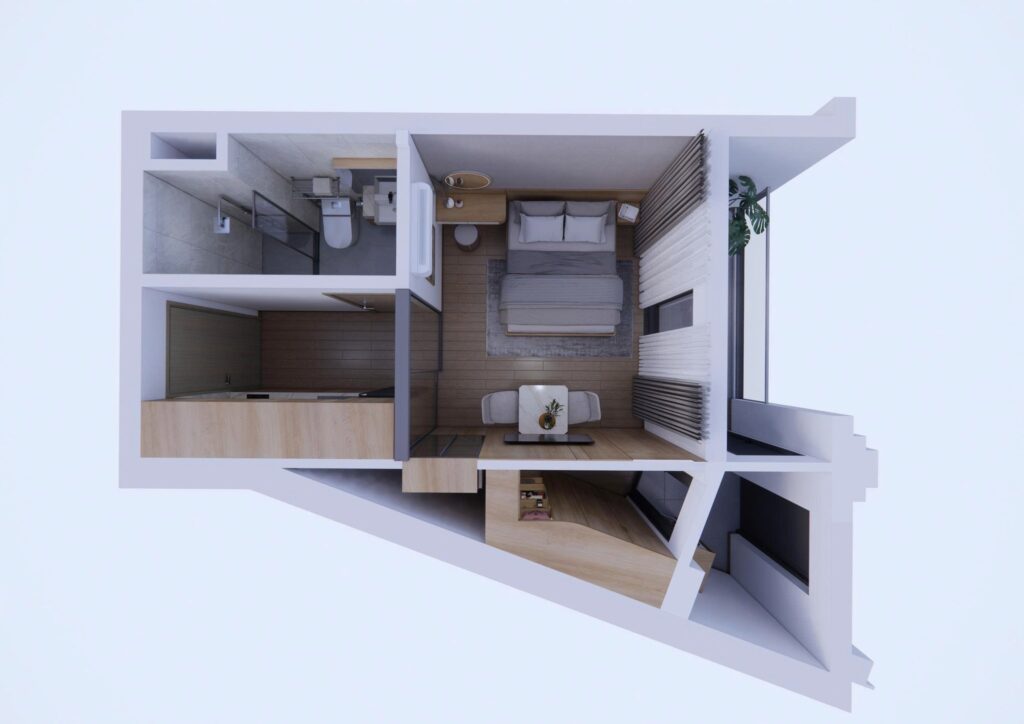 Mặt bằng căn hộ Studio tại Sun Cosmo