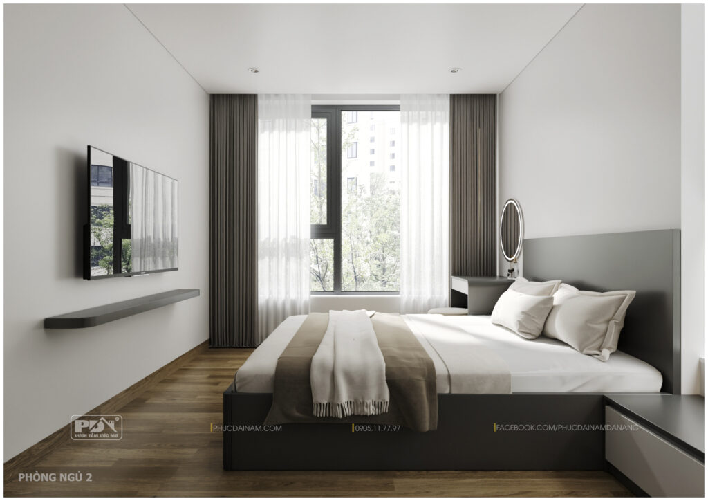 Thiết kế nội thất căn hộ 2PN Sun Cosmo - Thiết kế phòng ngủ
