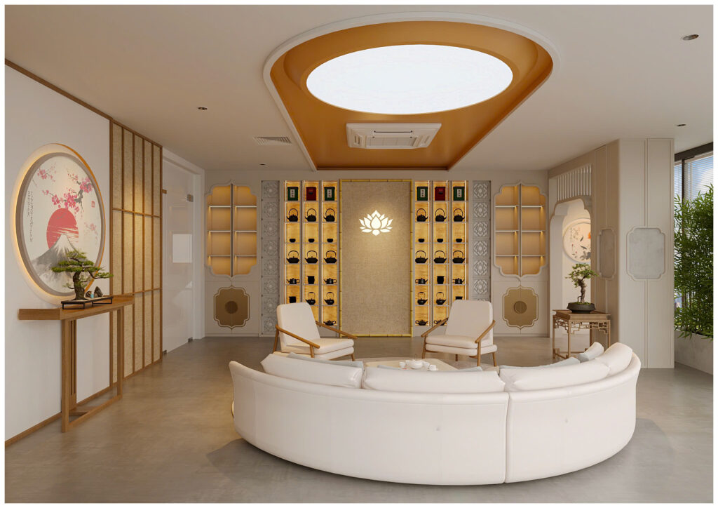 Phúc Đại Nam thiết kế nội thất văn phòng Rikai tại khu vực tiếp khách VIP sang trọng