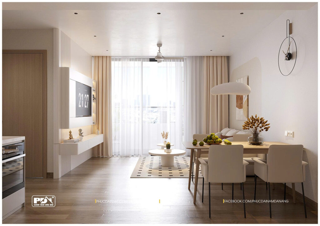 Phong cách Modern Contemporary được lựa chọn làm chủ đạo cho nội thất căn hộ 1PN+ Sun Ponte