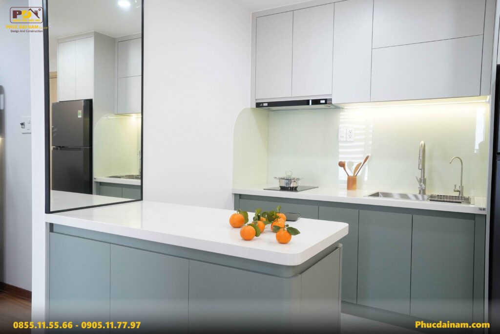 Hình ảnh hoàn thiện nội thất trọn gói căn hộ 1Br+ Sun Cosmo Đà Nẵng giống 99% thiết kế 3D