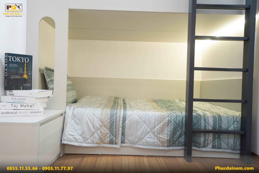 Không gian giường ngủ phụ 2 tầng trong căn hộ