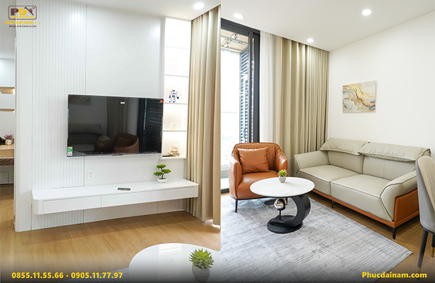 Hình ảnh hoàn thiện nội thất căn hộ cao cấp Sun Cosmo của anh Long giống đến 99% so với thiết kế 3D