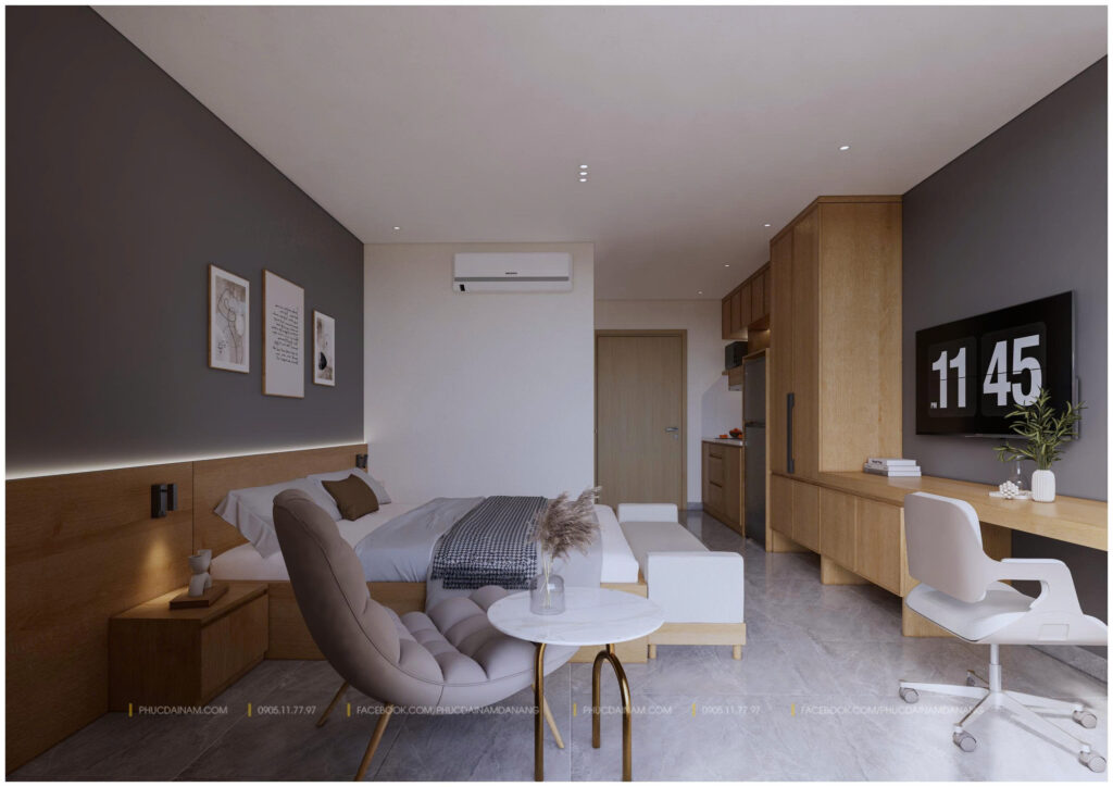 Dù diện tích căn studio không quá lớn nhưng Phúc Đại Nam vẫn đảm bảo thiết kế đáp ứng nhu cầu công năng sử dụng