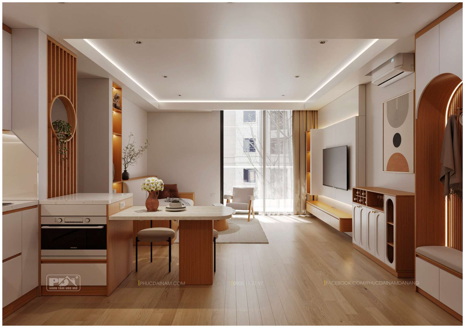 MẪU THIẾT KẾ NỘI THẤT CĂN HỘ 1BR+ SUN PONTE ĐÀ NẴNG