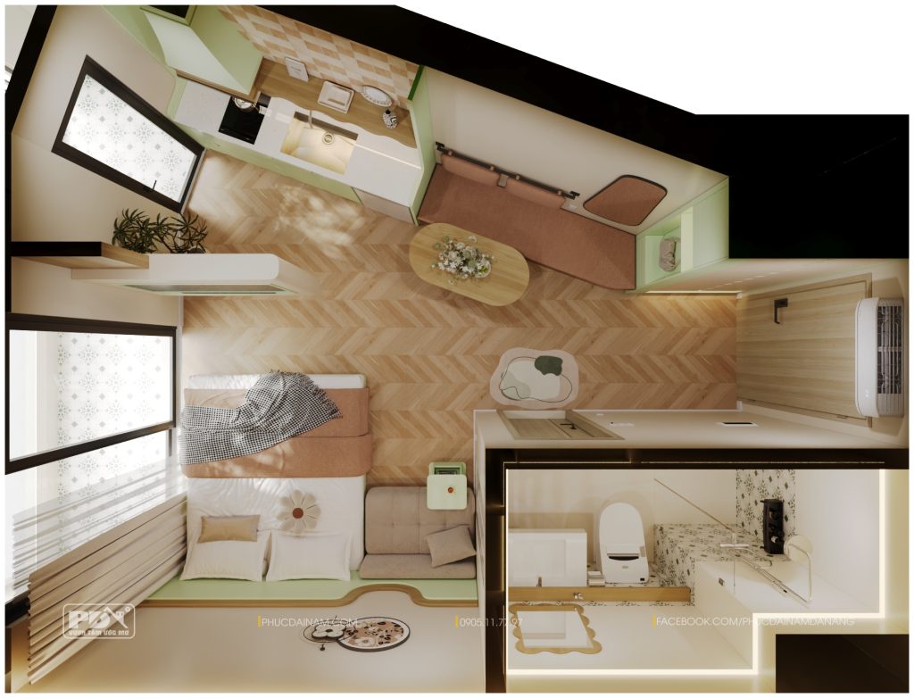 GIẢI PHÁP THIẾT KẾ SUN COSMO 32M² – TỐI ƯU 5 KHU VỰC CHỨC NĂNG TRONG KHÔNG GIAN NHỎ